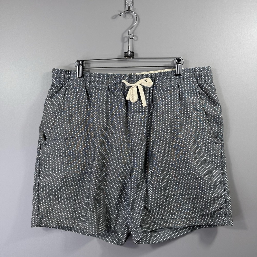 J.Crew Chino Shorts Mens Large Blue Polka Dot Drawstring Elastic Waist Casual